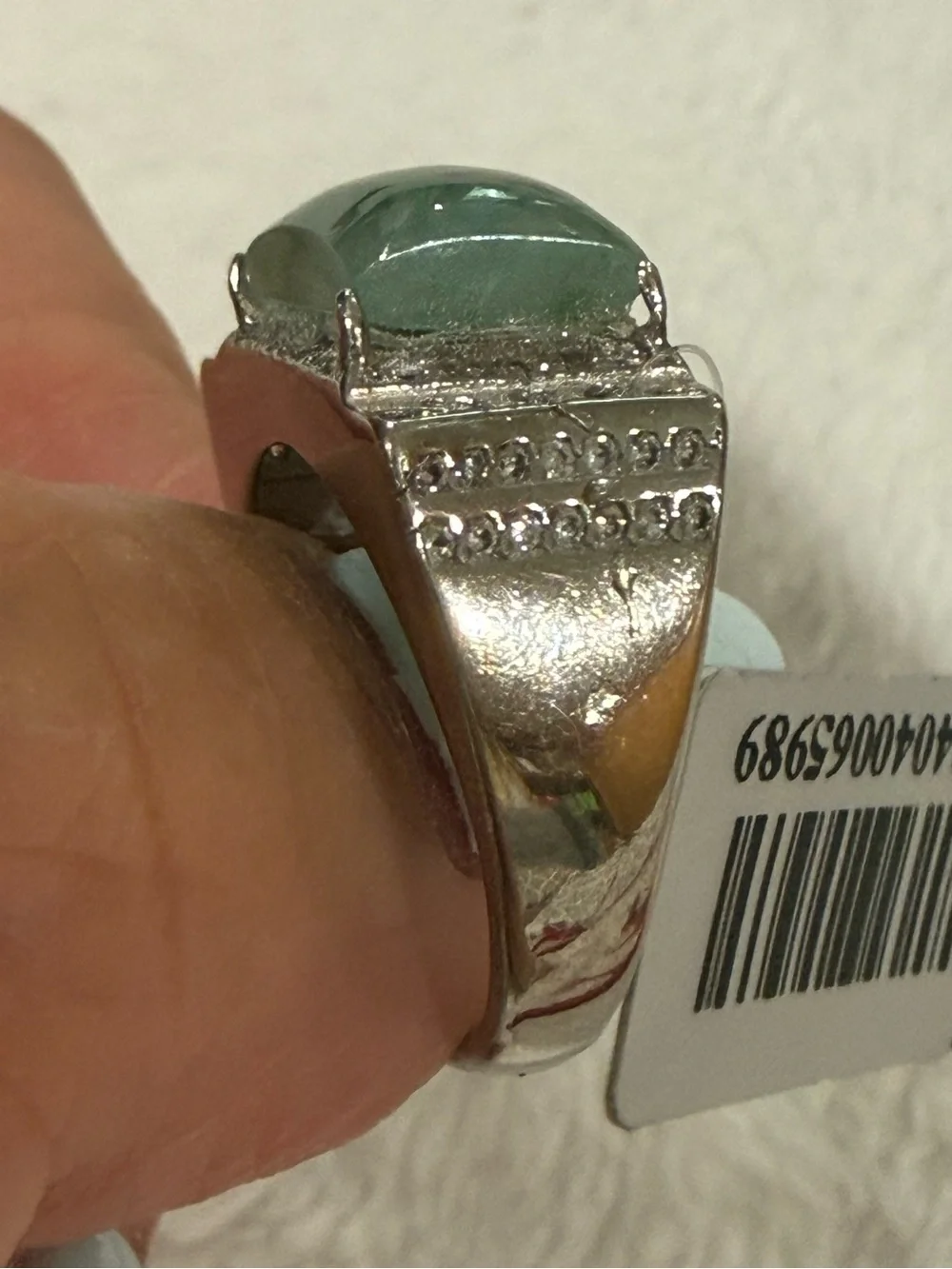 Burmese Jadeite Ring - 925 silver ADJUSTABLE